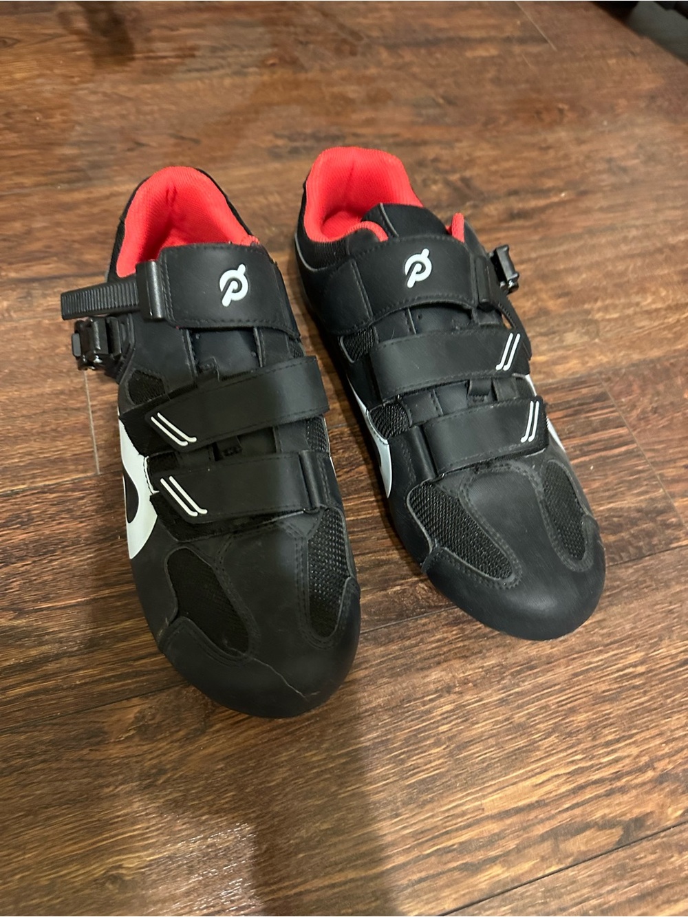 Peloton Black Cycling Shoes with Red Lining
